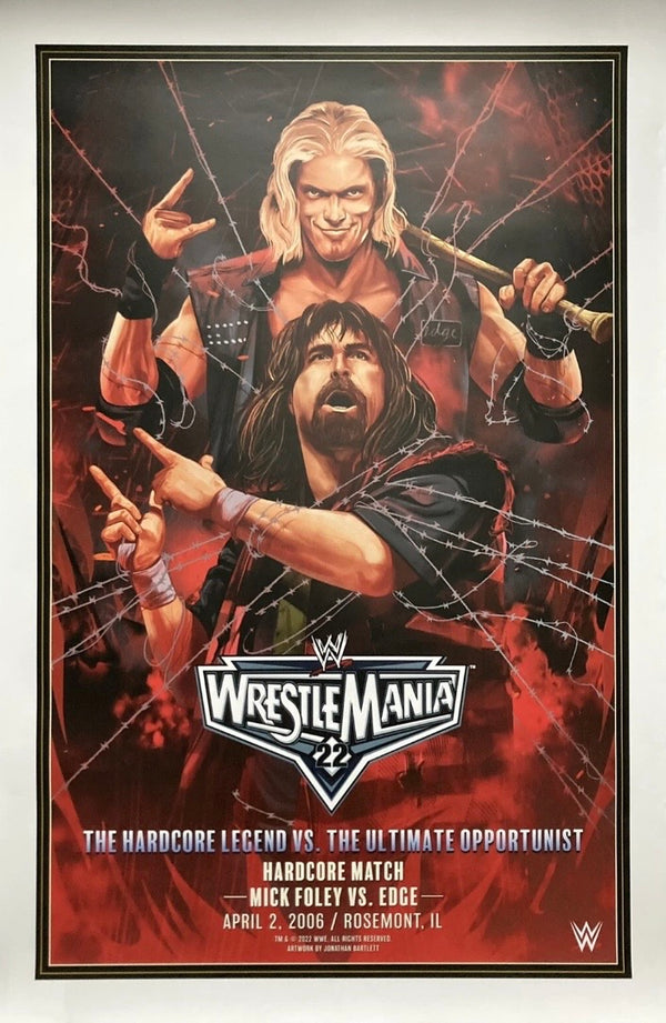 WWE Wrestlemania Mick Foley vs Edge Commemorative Poster