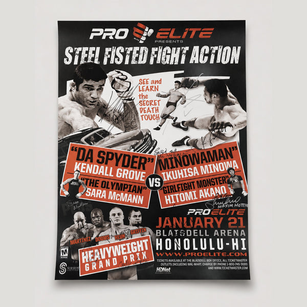 ProElite 3 Autographed Poster, Minowa, Sara McMann, Hitomi Akanko