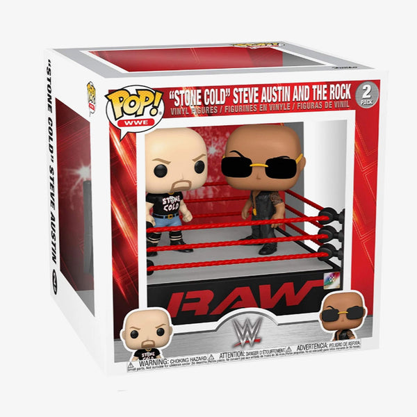 Stone Cold Steve Austin and The Rock WWE Funko Pop! Moments set at SlamCollectibles.com