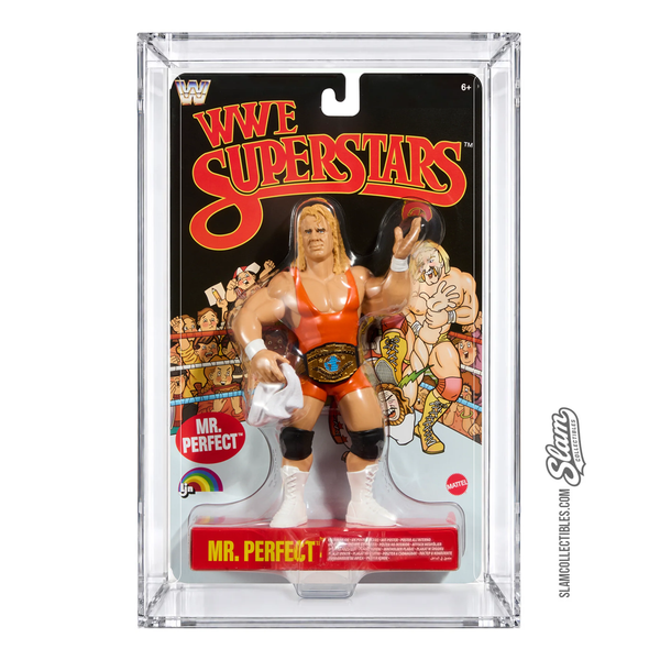 Mattel LJN WWE Superstars Black Card Mr. Perfect Figure + Acrylic Display Case