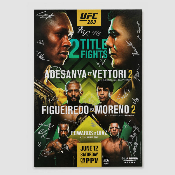 UFC 263 Autographed Event Poster, Signed By Fight Card